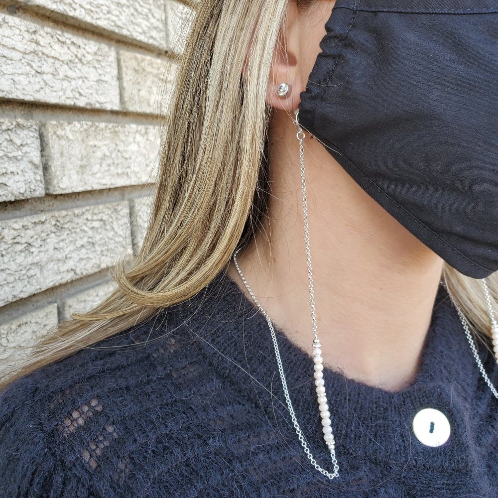 Sterling Silver Mask Chain w/Crystal Briolette